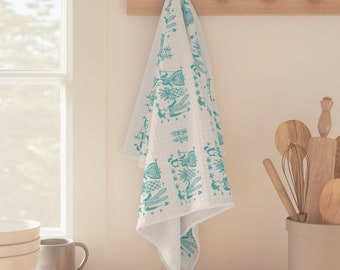 Pyrex Butterprint WAFFLE WEAVE Dish Towels, Decorative Hand Towel, 16x25, Butterprint Pyrex Pattern Kitchen Gift Present