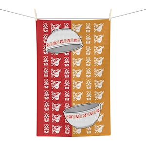 Pyrex Friendship WAFFLE WEAVE Dish Towels, Pyrex Themed Gift, Friendship Pattern Hand Towel, Pyrex Bowls Kitchen Decor