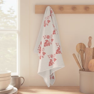 Pyrex Gooseberry WAFFLE WEAVE Dish Towels 16x25 Gift Vintage Lover Hand Decorative Towel Pattern on White Background