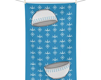 Pyrex Snowflake Garland WAFFLE WEAVE Dish Towels, Pyrex Themed Gift, Snowflake Garland Pattern Hand Towel, Pyrex Bowls Kitchen Decor