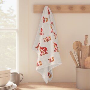 Pyrex Friendship WAFFLE WEAVE Dish Towels 16x25 Gift Vintage Lover Hand Decorative Towel Pattern on White Background