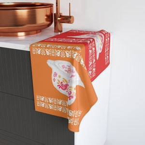 Pyrex FRIENDSHIP Polyester Microfiber TERRY Faced Hand Towel Watercolor Kitchen Dish Towel, Vintage Pyrex Bowls Pattern, Mothers Day Gift