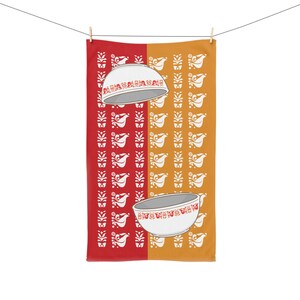 Pyrex FRIENDSHIP Print Polyester Microfiber TERRY Faced Hand Towel, Kitchen Dish Towel, Vintage Pyrex Bowls, Decorative Dishes Set Towel