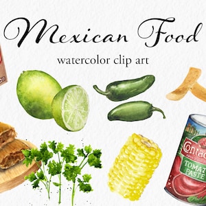 Mexican food Watercolor Clipart - mexican food instant digital download - watercolor dye sublimation art - instant art download
