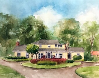 Custom Florida home portrait, personal home portrait, painting of family home