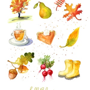 Fall Blessings Art Print/Autumn art print/Fall favorites / culinary art / illustrated fall art print image 1