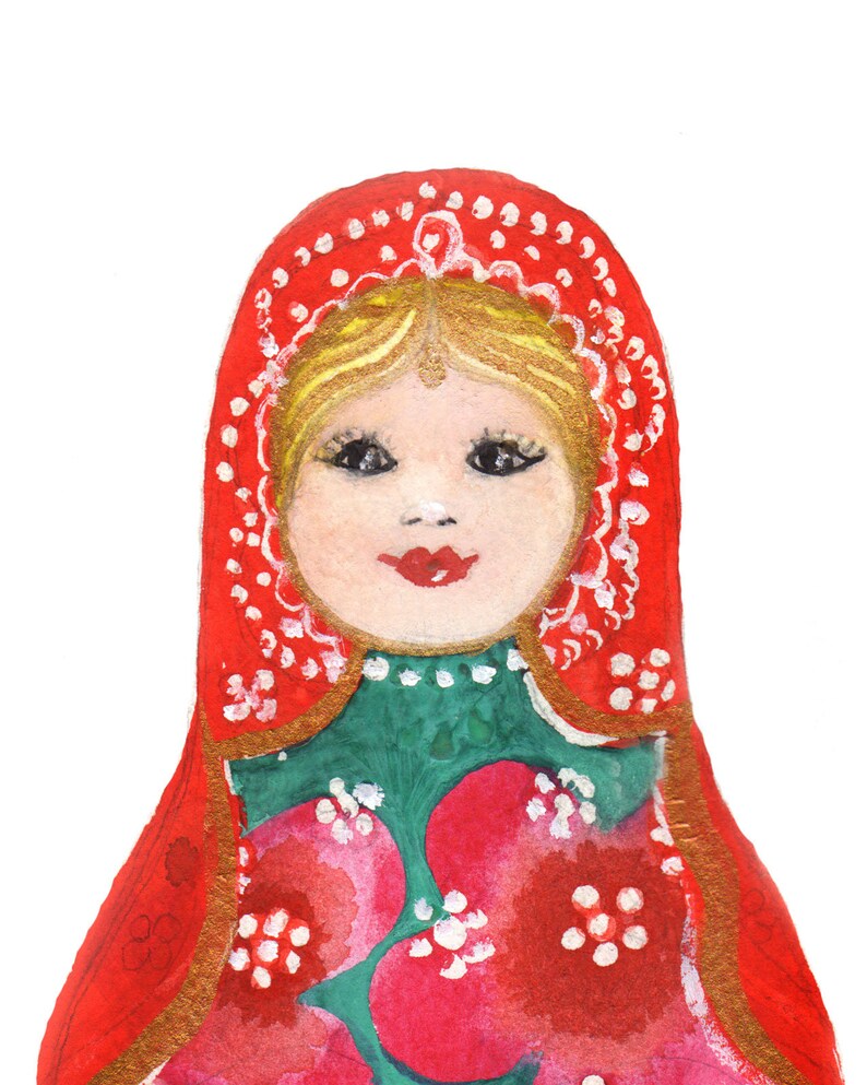 Nesting Doll Watercolor, Nesting Doll Art, Matryoshka Doll Download