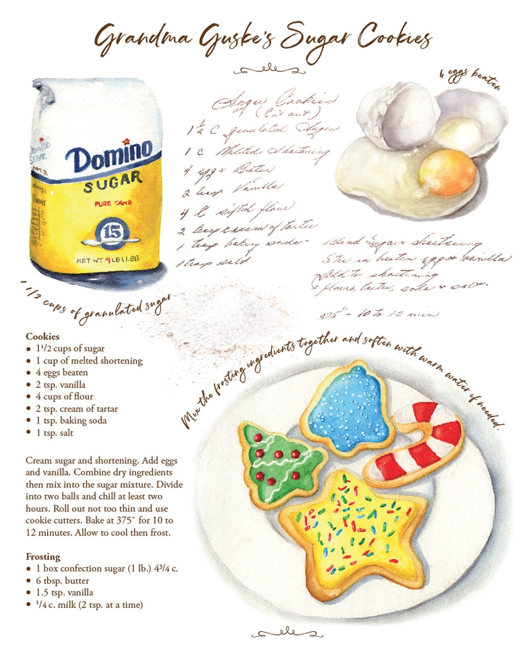 Custom Recipe Art Created for Your Favorite Family Recipes Comes With 8 ...