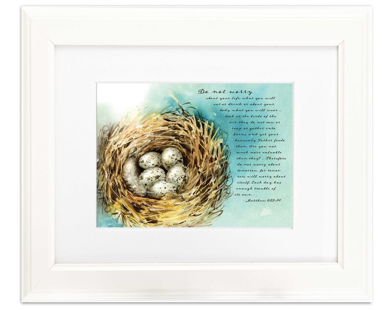 Birds Nest With Speckled Eggs and Bible Verse, Mathew Etsy