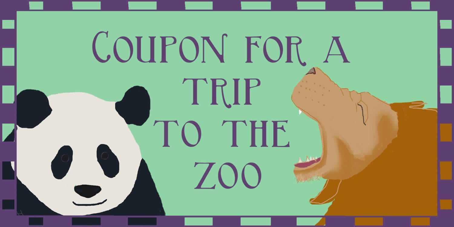 Coupon for a Trip to the Zoo Printable Pdf File. Great Last Minute Gift. - Etsy