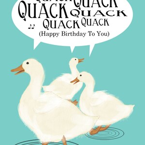 Süße Enten singen alles Gute zum Geburtstag Lied Geburtstagskarte, druckbare Karte 5 "x 7""