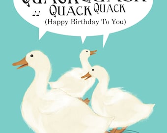 Sweet Ducks Singing Happy Birthday Song Birthday Card, 5