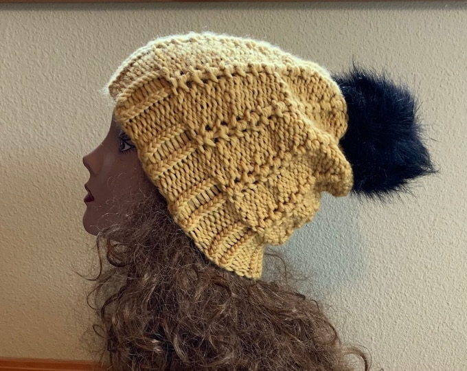 Featured listing image: Barrels & Purls Hat -- a loom knit pattern