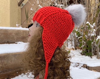 Redstone Earflap Hat -- a loom knit pattern