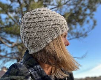 Trellis Stitch Beanie -- a loom knit pattern