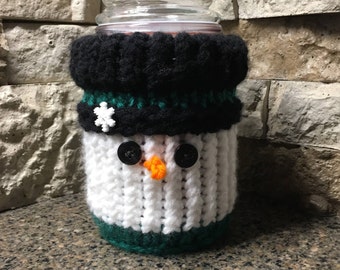 Snowman Candle Jar Cozy - a loom knit pattern