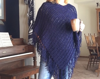 Magpie Poncho -- a loom knit pattern
