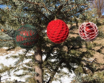 5 Christmas Ornament Covers - loom knit patterns