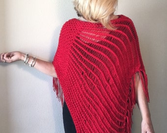 Indian Paintbrush Poncho - a loom knit pattern