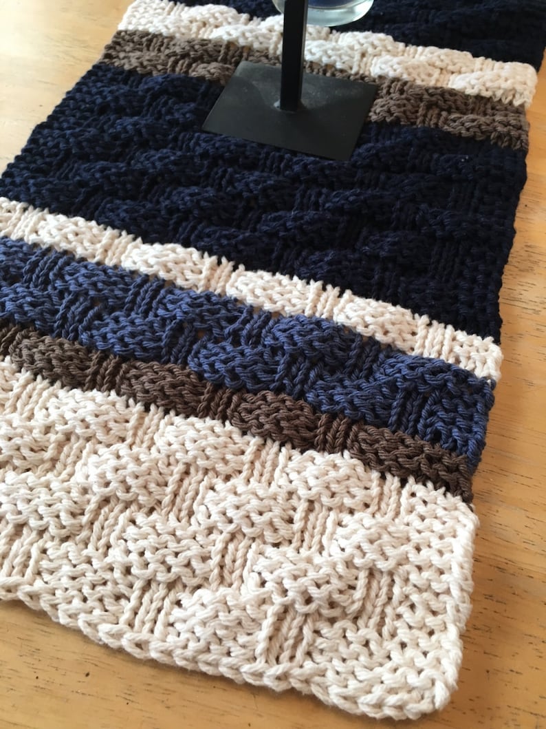 Basketweave Table Runner a Loom Knit Pattern Etsy