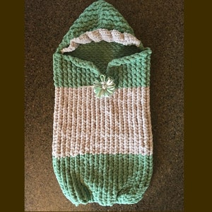 Hooded Baby Cocoon -- a loom knit pattern