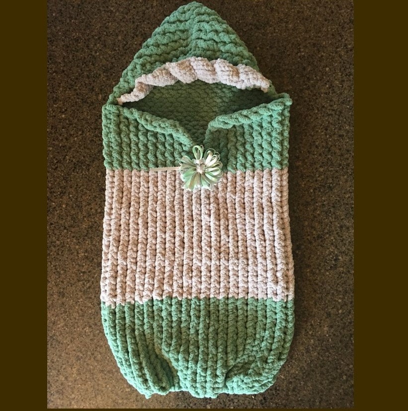 Hooded Baby Cocoon -- a loom knit pattern