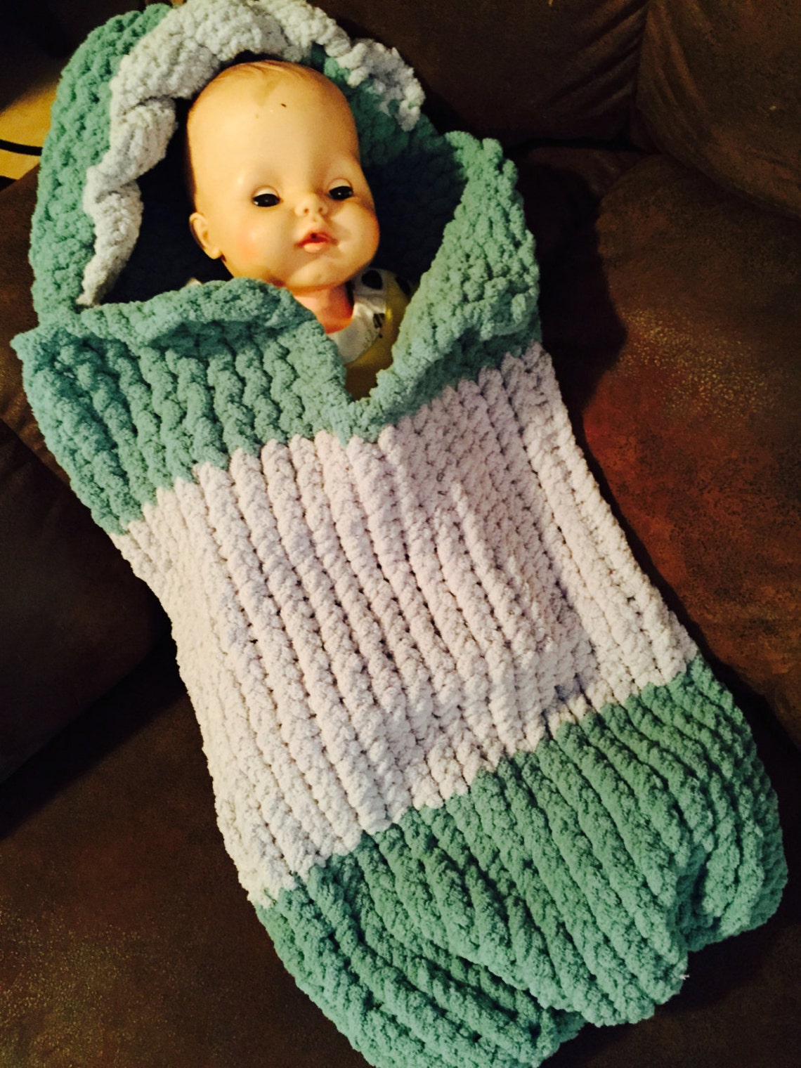 Hooded Baby Cocoon a loom knit pattern Etsy