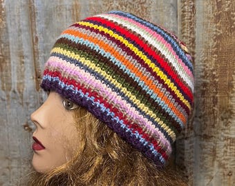 Striped Beanie -- a loom knit pattern