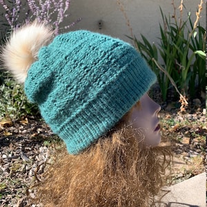 Squares Reversible Beanie -- a loom knit pattern