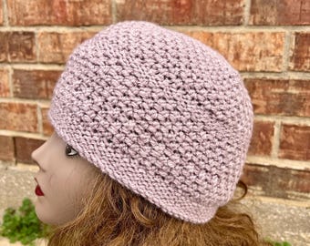 Eyelet Moss Beanie -- a loom knit pattern