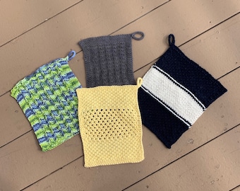 Four Corners Dishcloths - 4 unique loom knit patterns