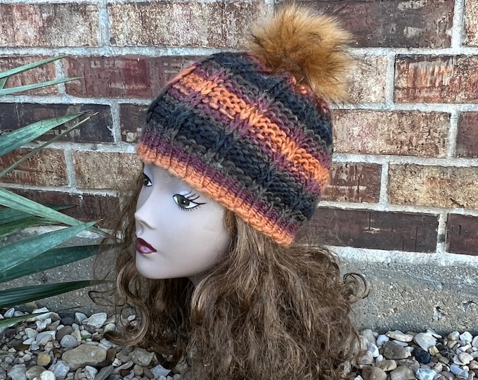 Featured listing image: Paint Mines Hat -- a loom knit pattern