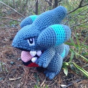 Pokemon Inspired: Gible Amigurumi (Crochet Plushie/Plush Toy)! - MADE TO ORDER