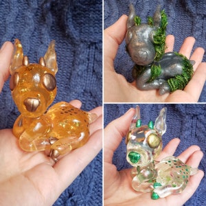 HANDMADE Cloe the Deer Resin Model / Figurine Translucent Floral, Orange Glimmer and Mossy Stone Variants READY To SHIP image 6