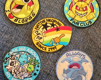 Native Neopian / Always Hungry Kadoatie / MSP Poogle / AMA Neopets / Slorg Fan Club 2.5in Embroidered Patches
