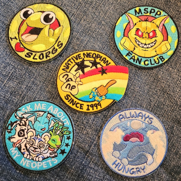 Native Neopian / Always Hungry Kadoatie / MSP Poogle / AMA Neopets / Slorg Fan Club 2.5in Embroidered Patches