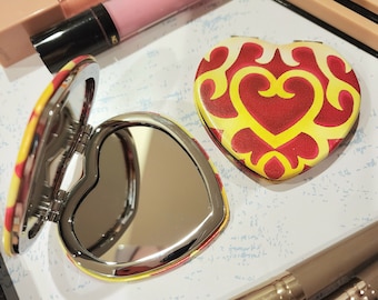 Heart Capsule Compact Mirror - 2.75in diameter- READY TO SHIP