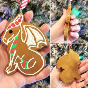 Gingerbread Cookie Dragon and D20 Christmas Ornaments MADE TO ORDER image 3