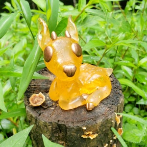 HANDMADE Cloe the Deer Resin Model / Figurine Translucent Floral, Orange Glimmer and Mossy Stone Variants READY To SHIP Orange Glimmer