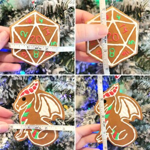 Gingerbread Cookie Dragon and D20 Christmas Ornaments MADE TO ORDER image 5