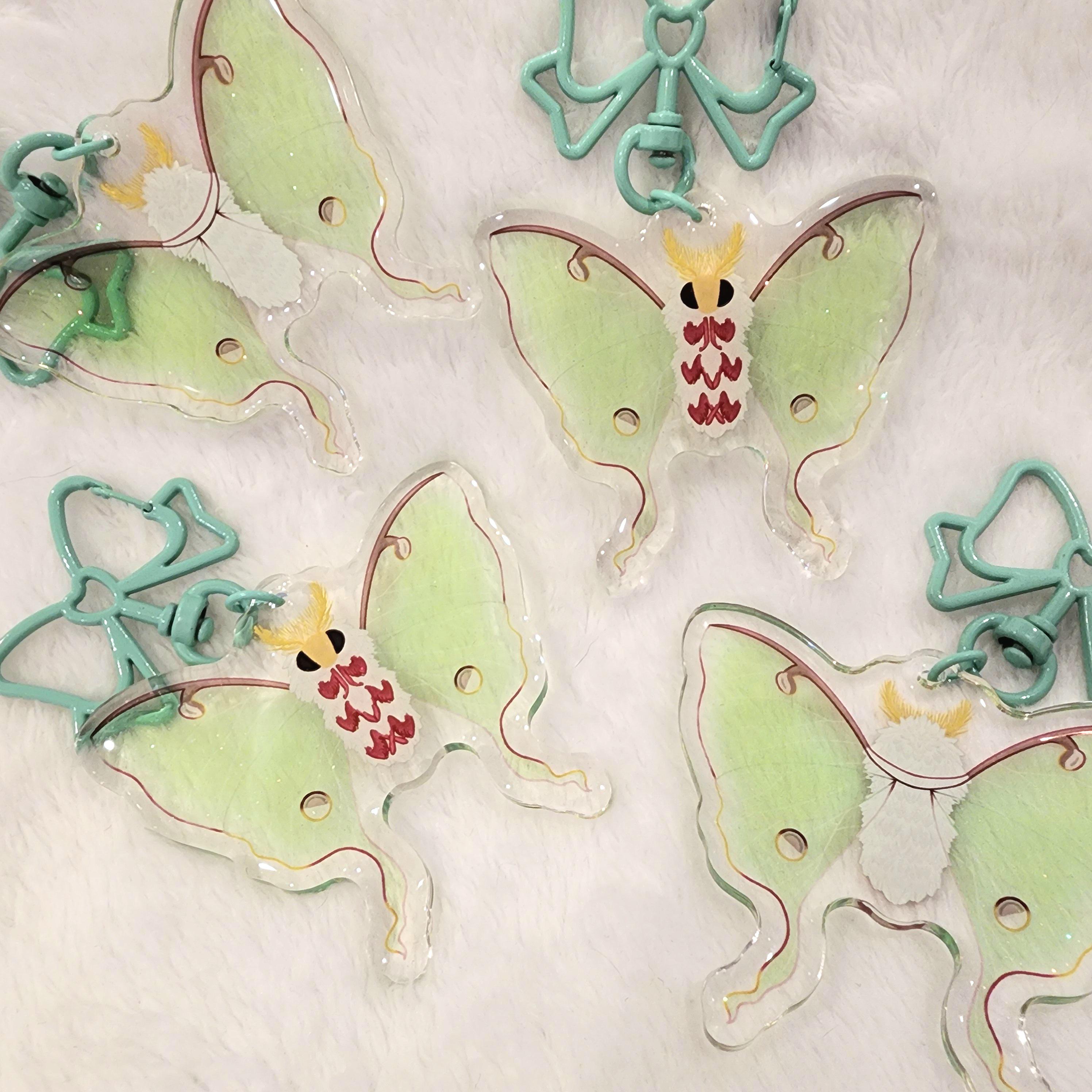 Moth Key Racks Luna Moth - 2.5in Acrylic Charm Key Ring Keychains - Etsy