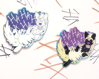 Striped Hyena Rainbow Metal Pin - Soft Enamel with Epoxy Coat - LIMITED EDITION White Hyena Variant!