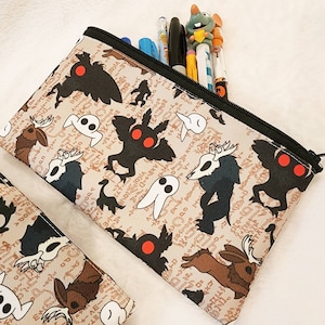 7in x 5.5in Canvas Zipper Pouch - Cryptids Pattern - READY TO SHIP