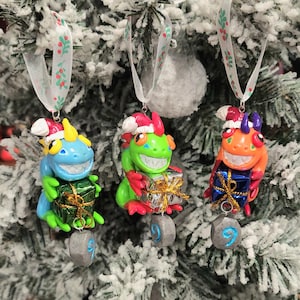 MADE TO ORDER - Festive Murloc Holiday Ornaments - Green, Orange and Blue variants!