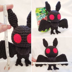 READY TO SHIP Mothman Mini Amigurumi / Keychain image 4