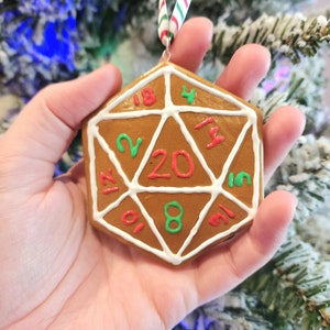 Gingerbread Cookie Dragon and D20 Christmas Ornaments MADE TO ORDER image 8