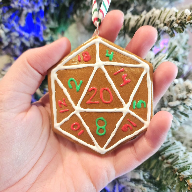 Gingerbread Cookie Dragon and D20 Christmas Ornaments MADE TO ORDER image 8