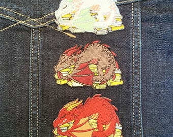 Book Wyrm / Dragon Hoard - 3in Embroidered Patch