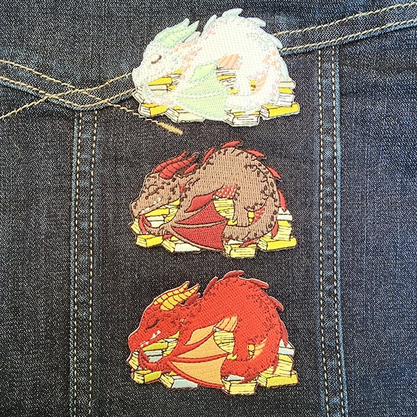 Book Wyrm / Dragon Hoard - 3in Embroidered Patch