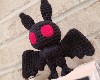 READY TO SHIP Mothman Mini Amigurumi / Keychain